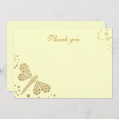 アイボリー&金ゴールドドラゴンフライポインティリスムフラットサンキュー サンキューカード (正面/裏面)