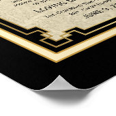 アイボリー/金ゴールドフローラ代替結婚証明書 ポスター (角)