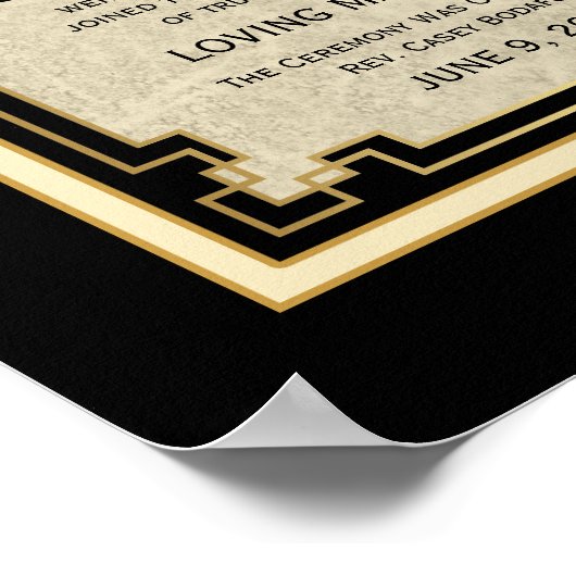 アイボリー/金ゴールドフローラ代替結婚証明書 ポスター (角)