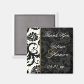 アイボリー、金ゴールド、およびブラックダマスクウェディングフライトマグネット マグネット (正面/裏面)