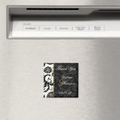 アイボリー、金ゴールド、およびブラックダマスクウェディングフライトマグネット マグネット (インサイチュ (食洗機))