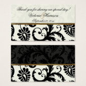 アイボリー、金ゴールド、およびブラックダマスクウェディングメッセージカード (正面&裏面)