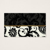 アイボリー、金ゴールド、およびブラックダマスクウェディングメッセージカード (裏面)