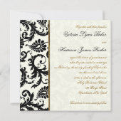 アイボリー、金ゴールド、およびブラックダマスクウェディング招待状 招待状 (裏面)