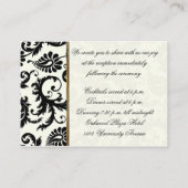 アイボリー、金ゴールド、およびブラックダマスクリネンエンクロージャカード エンクロージャーカード (裏面)