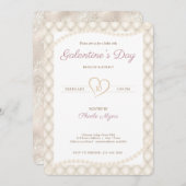 アイボリー、金ゴールド、パールズ・ガレンティンのパーティー 招待状 (正面/裏面)
