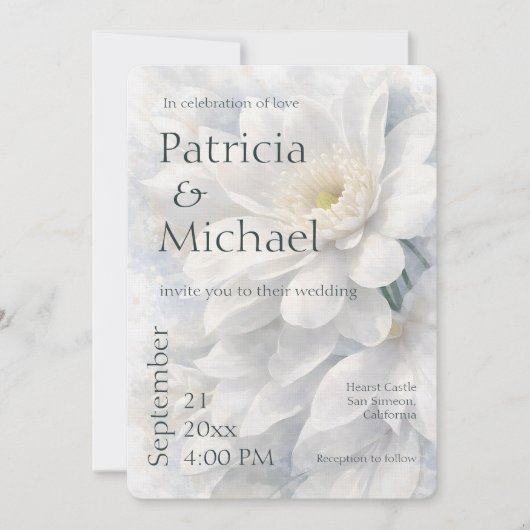 アイボリー 静かなラグジュアリー ロマンチック エレガント ウェディング 招待状 (正面)