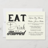 アイボリー-飲み物を食べ、結婚したがあって下さい-結婚式 招待状 (正面)
