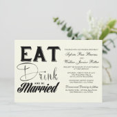 アイボリー-飲み物を食べ、結婚したがあって下さい-結婚式 招待状 (スタンド正面)