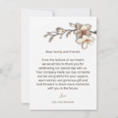 アイボリー 3D マグノリアの花 サンキューカード (裏面)