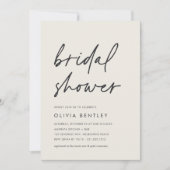 アイボリー | Bohoミニマリストスクリプトブライダルシャワー 招待状 (正面)