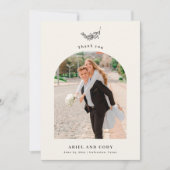 アイボリー | Boho Archの結婚写真サンキューカード サンキューカード (正面)