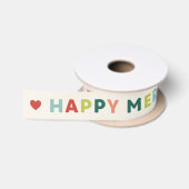 アイボリー Happy Merry Everything クリスマス リボン サテンリボン (リール)