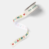 アイボリー Happy Merry Everything クリスマス リボン サテンリボン (裏面)