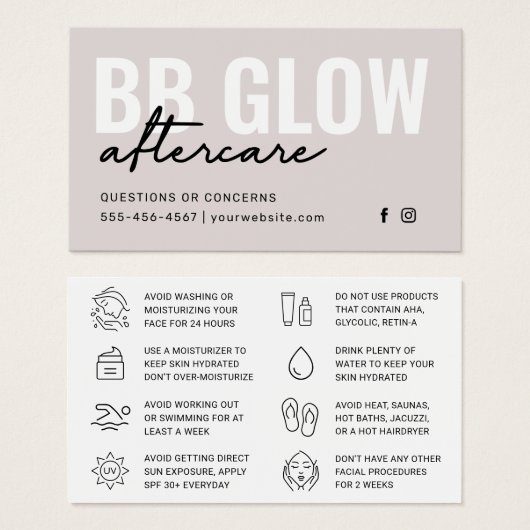 アイボリーBBグロー顔気に指示カード (正面&裏面)