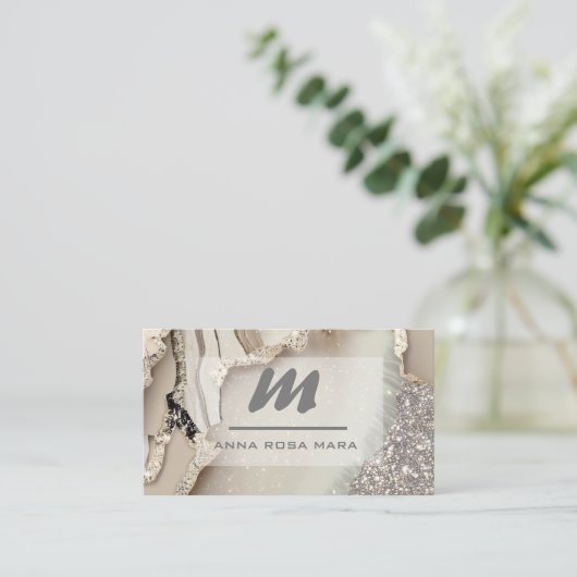 *~*アイボリーQRアガテグラムリュックスグリッターイニシャルAP66 名刺 (スタンド正面)