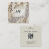 *~*アイボリーQRアゲートマウヴルクースグリッターイニシャルAP66 スクエア名刺 (正面/裏面)