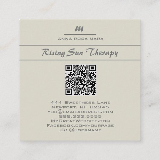 *~*アイボリーQRアゲートマウヴルクースグリッターイニシャルAP66 スクエア名刺 (裏面)