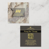 *~*アイボリーQRゲートマウヴ金ゴールドグリッターイニシャルAP66 スクエア名刺 (正面/裏面)