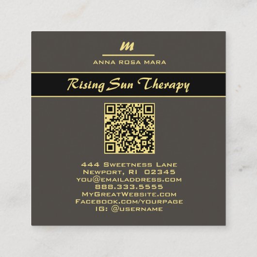 *~*アイボリーQRゲートマウヴ金ゴールドグリッターイニシャルAP66 スクエア名刺 (裏面)