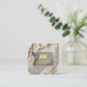 *~*アイボリーQRゲートマウヴ金ゴールドグリッターイニシャルAP66 スクエア名刺 (スタンド正面)