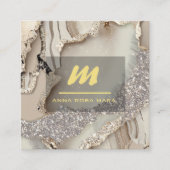 *~*アイボリーQRゲートマウヴ金ゴールドグリッターイニシャルAP66 スクエア名刺 (正面)