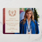 アイボリーRN Caduceus卒業写真の発表 箔招待状 (正面)