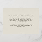 アイボリーRN Caduceus卒業写真の発表 箔招待状 (裏面)