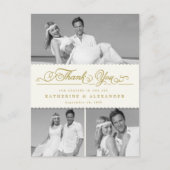 アイボリーScalloped Band 3 Photo'結婚 S Thank You Pos ポストカード (正面)