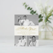 アイボリーScalloped Band 3 Photo'結婚 S Thank You Pos ポストカード (スタンド正面)