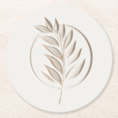 アイボリーtwigエンブレム ラウンドペーパーコースター (正面)