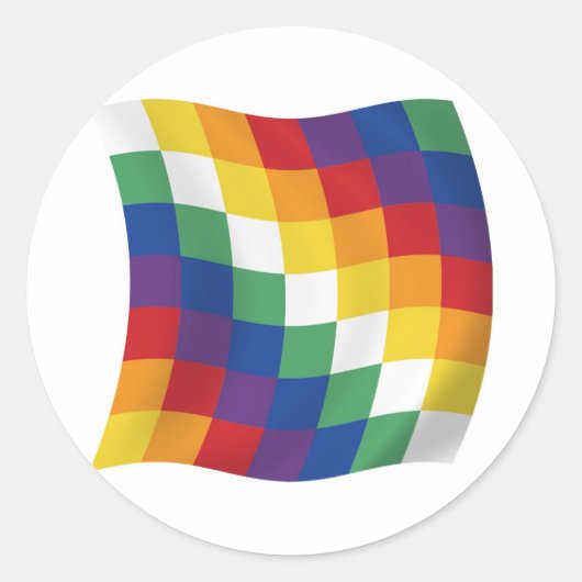 アイマラ国旗のステッカー ラウンドシール (正面)