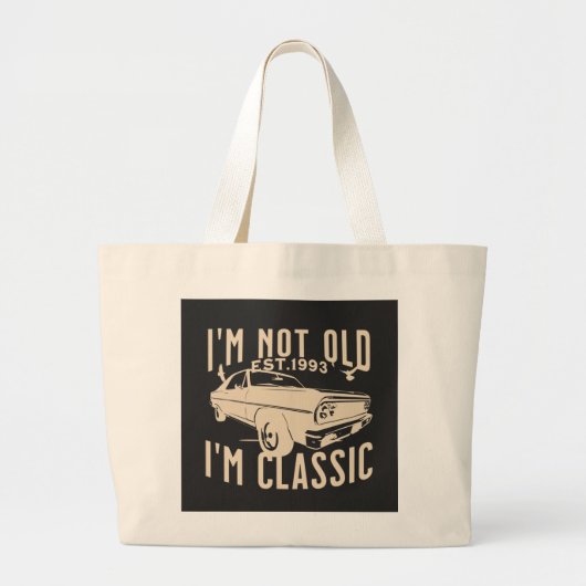 アイムは古くないイムクラシックモダントレンディーヴィンテージカー ラージトートバッグ (正面)