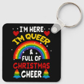 アイムヒアアイム同性愛者クリスマスLGBTQゲイプライドレインボー キーホルダー (裏面)