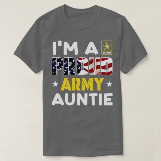アイム誇りを持ったアAUNTIE USAアメリカ国旗の家族の兵士 Tシャツ (デザイン正面)