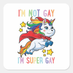 アイム・ノットゲイイム・すごいゲイプライドLGBTフラグT・ユニコーン スクエアシール