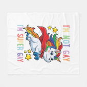 アイム・ノットゲイイム・すごいゲイプライドLGBTフラグT・ユニコーン フリースブランケット (正面(横))