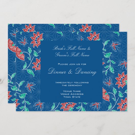 アイヤナフローラろうけつ染めウエディングレセプション招待状 招待状 (正面/裏面)