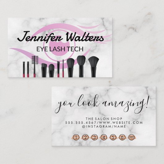 アイラッシュのロゴとブラシのロイヤリティカード ロイヤリティカード (正面/裏面)