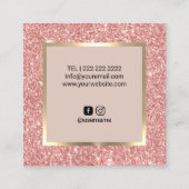 アイラッシュエクステンションメイクアップアーティストバラ金ゴールドグリッター スクエア名刺 (裏面)