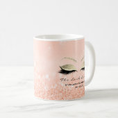 アイラッシュエクステンション美しいスタジオ金ゴールドグリッターピーチ コーヒーマグカップ (正面右)