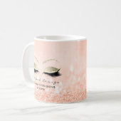 アイラッシュエクステンション美しいスタジオ金ゴールドグリッターピーチ コーヒーマグカップ (正面左)
