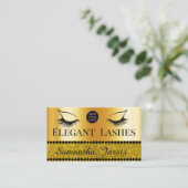 アイラッシュテックラッシュスタイリストゴールドフォイル&グリッターロゴ 名刺 (スタンド正面)