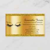 アイラッシュテックラッシュスタイリストゴールドフォイル&グリッターロゴ 名刺 (裏面)