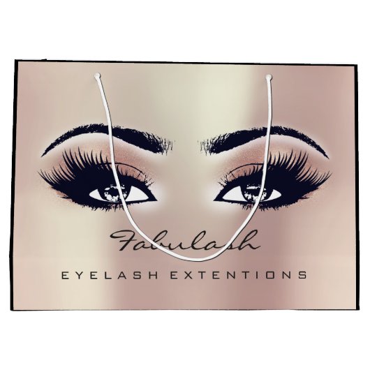 アイラッシュバラピンクメイクアップグリッター美しい化粧料 ラージペーパーバッグ (裏面)