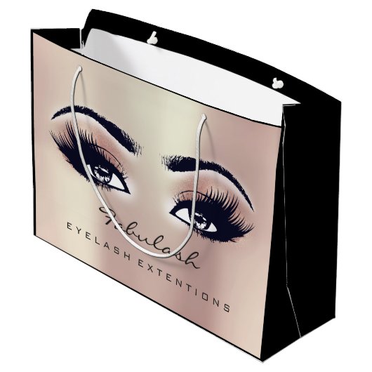 アイラッシュバラピンクメイクアップグリッター美しい化粧料 ラージペーパーバッグ (裏面アングル)