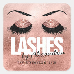 アイラッシュバラ金ゴールドスパークルグリッター美しいロゴ スクエアシール