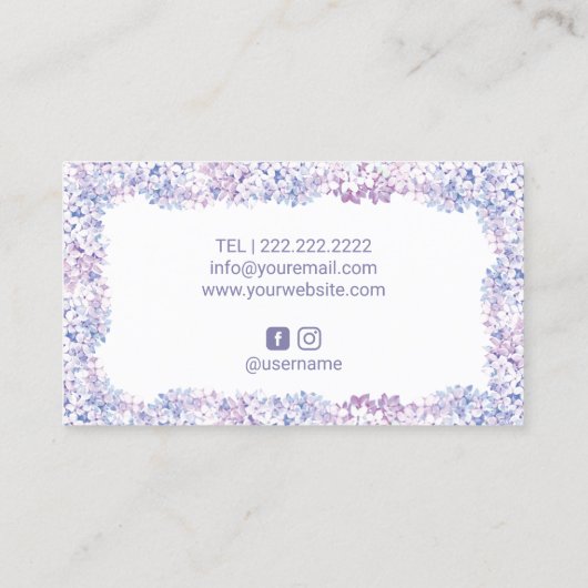 アイラッシュメイクアップアーティストラベンダーフローラ美しいサロン 名刺 (裏面)