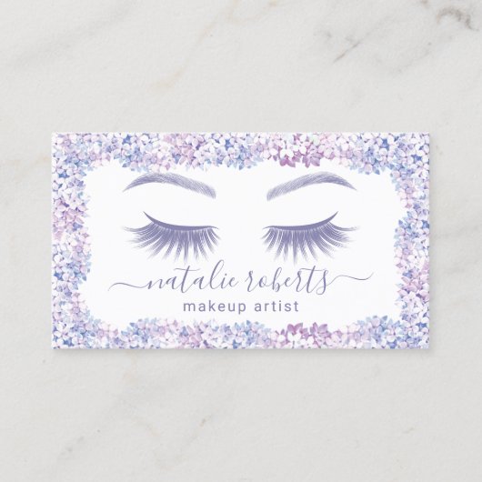 アイラッシュメイクアップアーティストラベンダーフローラ美しいサロン 名刺 (正面)
