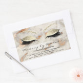 アイラッシュメイクアップRSVPコーラルマーブルバラグレーグリッター 長方形シール (封筒)